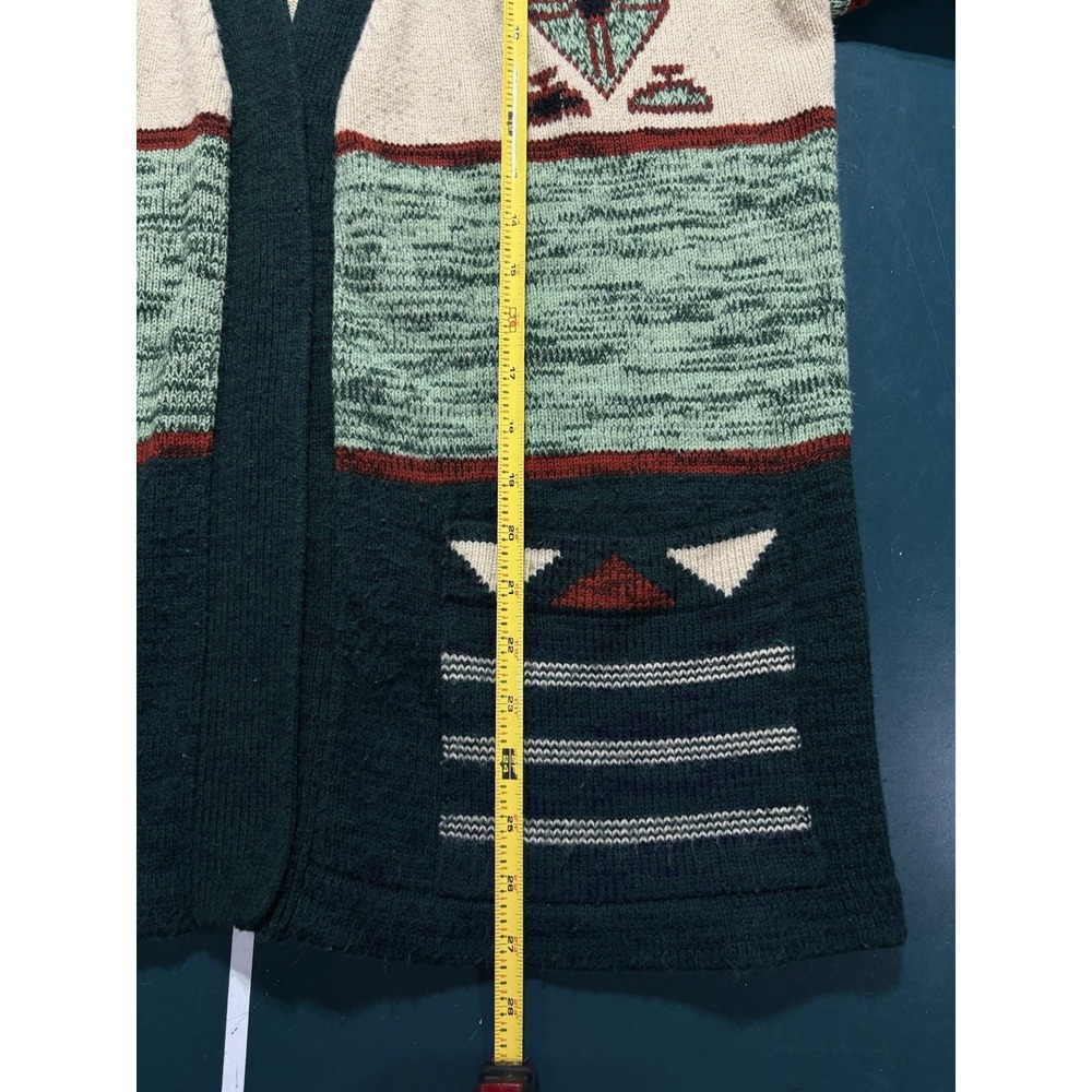 Vintage Southwest Aztec Cardigan Sweater Women's XL 70s Tribal Boho Open Front - Picture 14 of 15